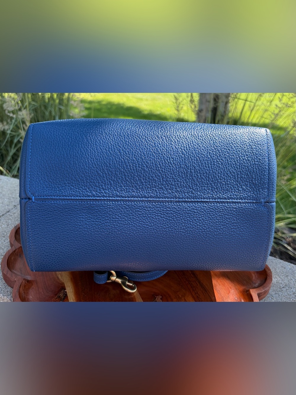 Coach Charlie Bucket Bag Tote Blue Pebble Leather Like New - Picture 12 of 17